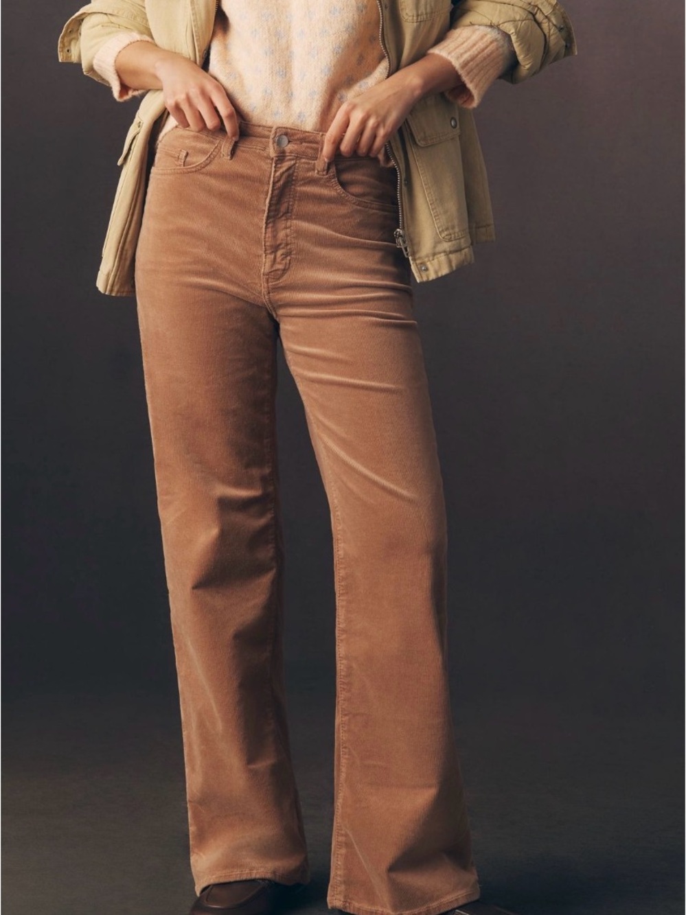 Anthropologie Pilcro High-Rise Corduroy Flare Jeans in Coffee Latte